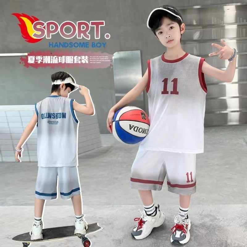 【渐变潮流套装】时尚无袖背心套装中大童洋气休闲宽松两件套