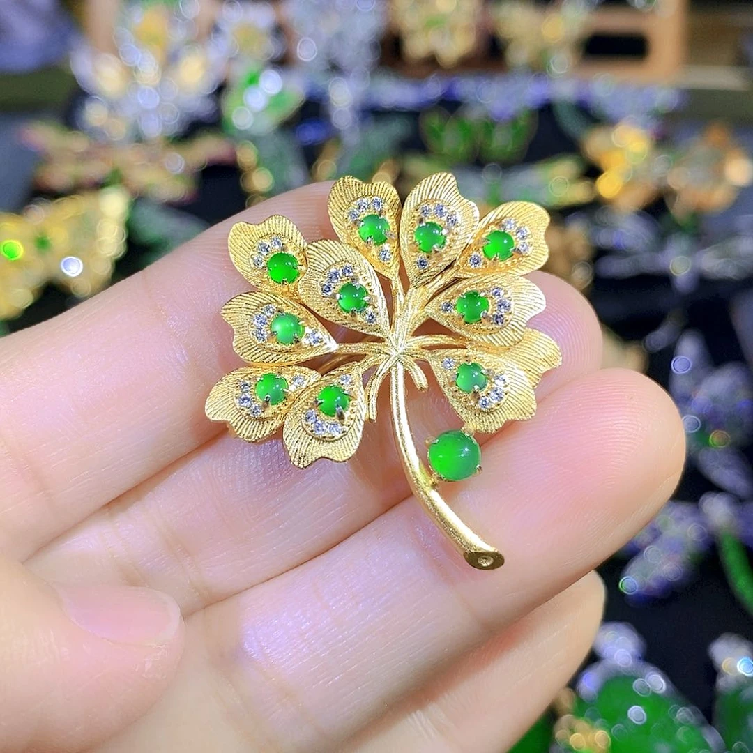 吊坠(不含链)银S925镶嵌翡翠