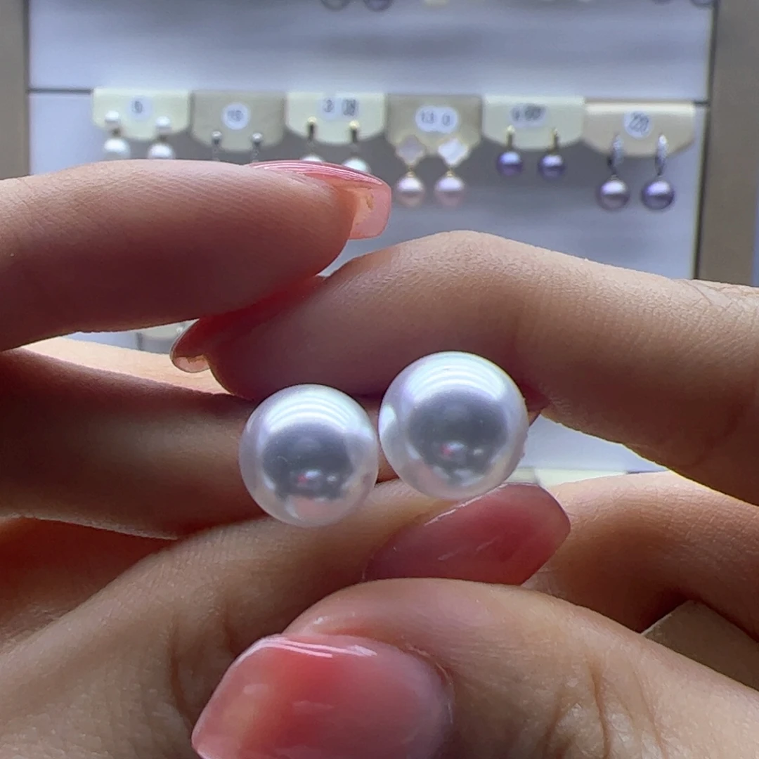 银S925镶嵌淡水珍珠耳饰