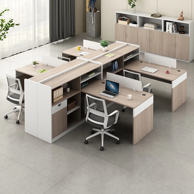 办公桌员工屏风位卡座财务桌2人位4工位简约现代六人桌椅组合