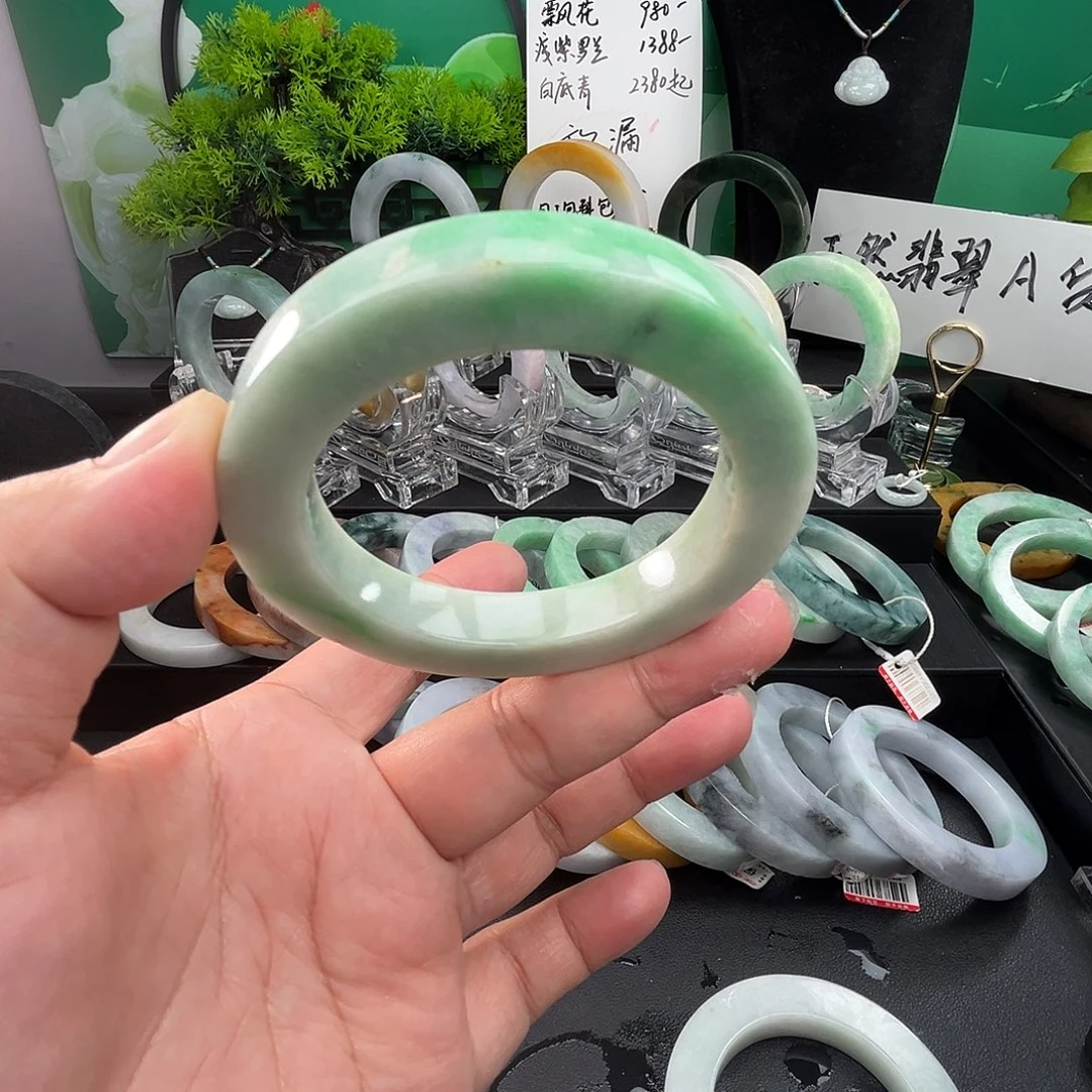 定制翡翠未镶嵌翡翠手镯圈口54-59