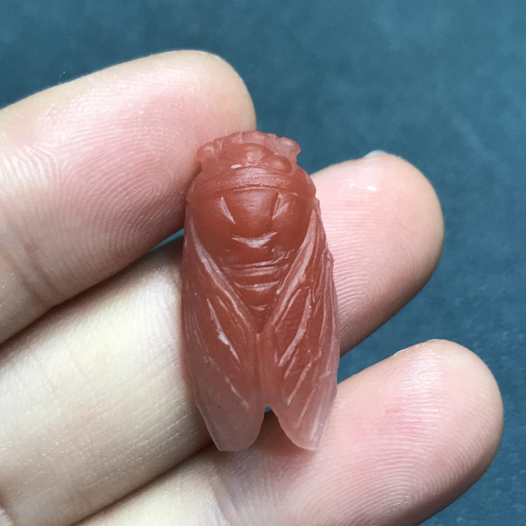 四川大凉山南红玛瑙联合料樱桃红蝉