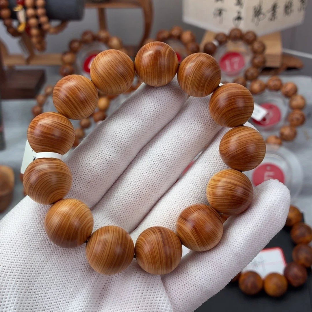 柏木手串/手链红油板根料蚕丝纹1.8 药香 36.2