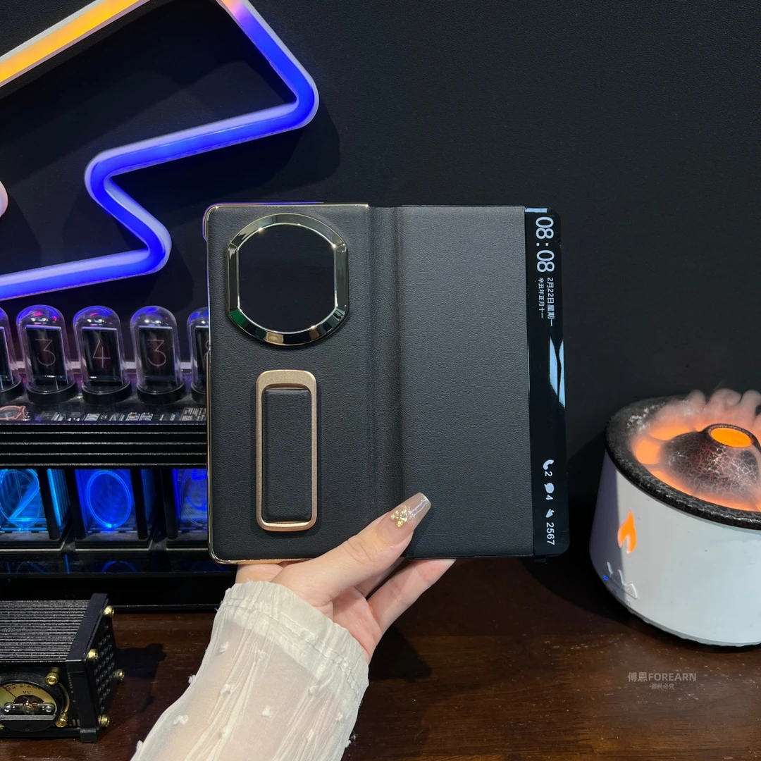 适用于华为matex7手机壳x7真皮支架保护套折叠屏翻盖式皮套智能