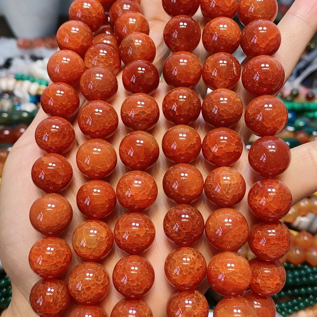 散珠玛瑙/玉髓14mm红龙鳞一条