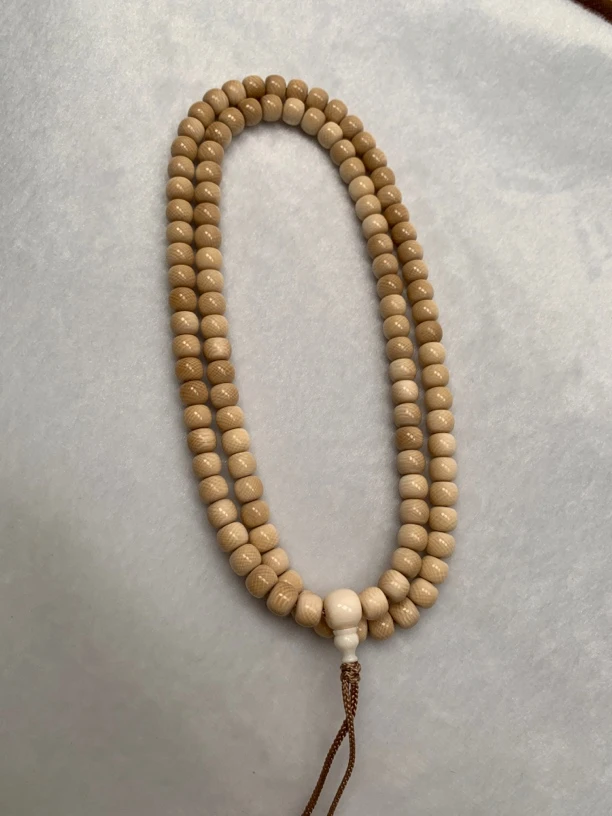 天然保真猛犸牙文玩奶咖老型满纹念珠8×7×108