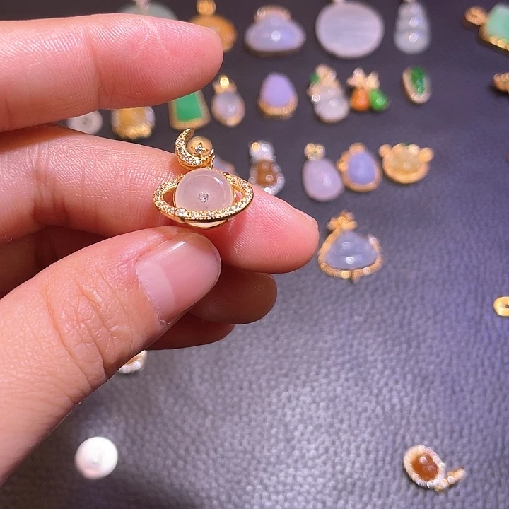 翡翠银S925镶嵌吊坠(不含链)天然翡翠