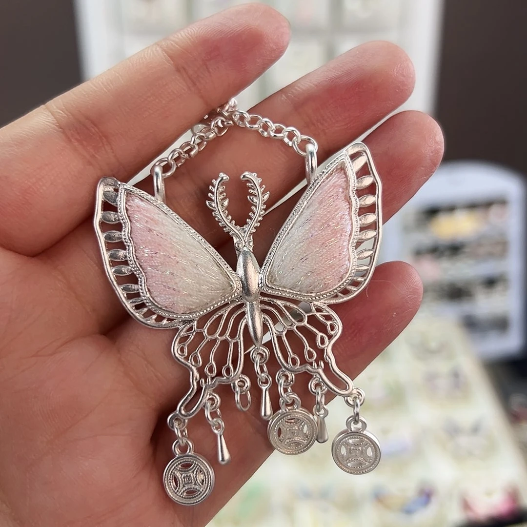 布艺合金蝴蝶吊坠13