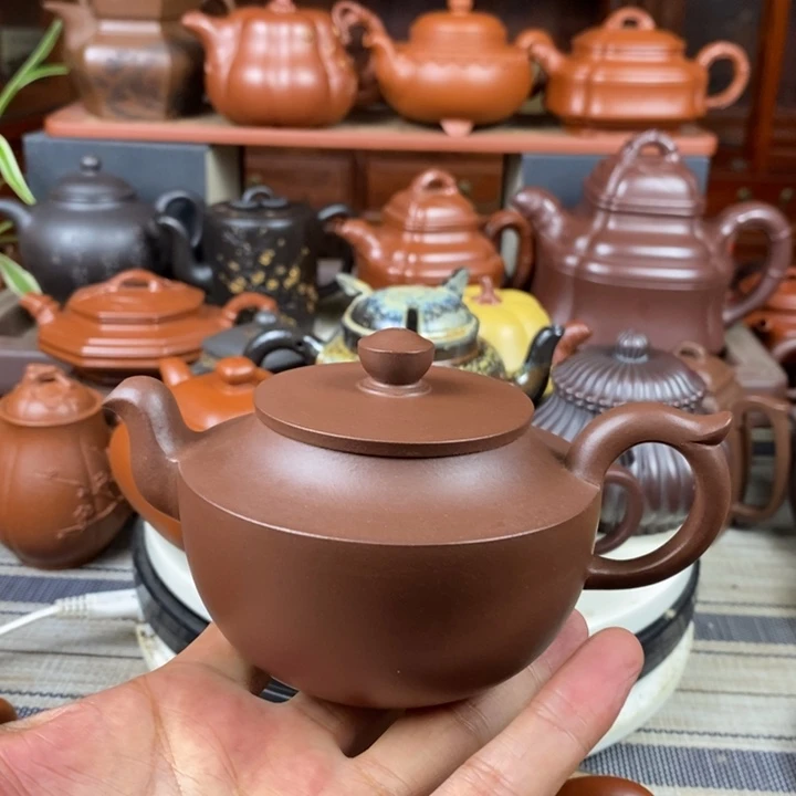 茶壶紫砂合欢260cc原矿老紫泥特价，