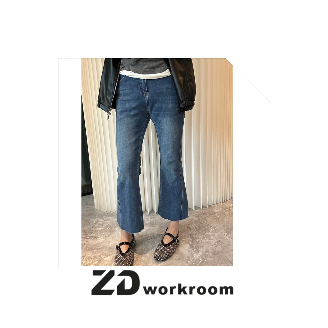 【Z.D/WORKROOM】外贸东大门订单重工酵素洗水四面弹九分微喇裤