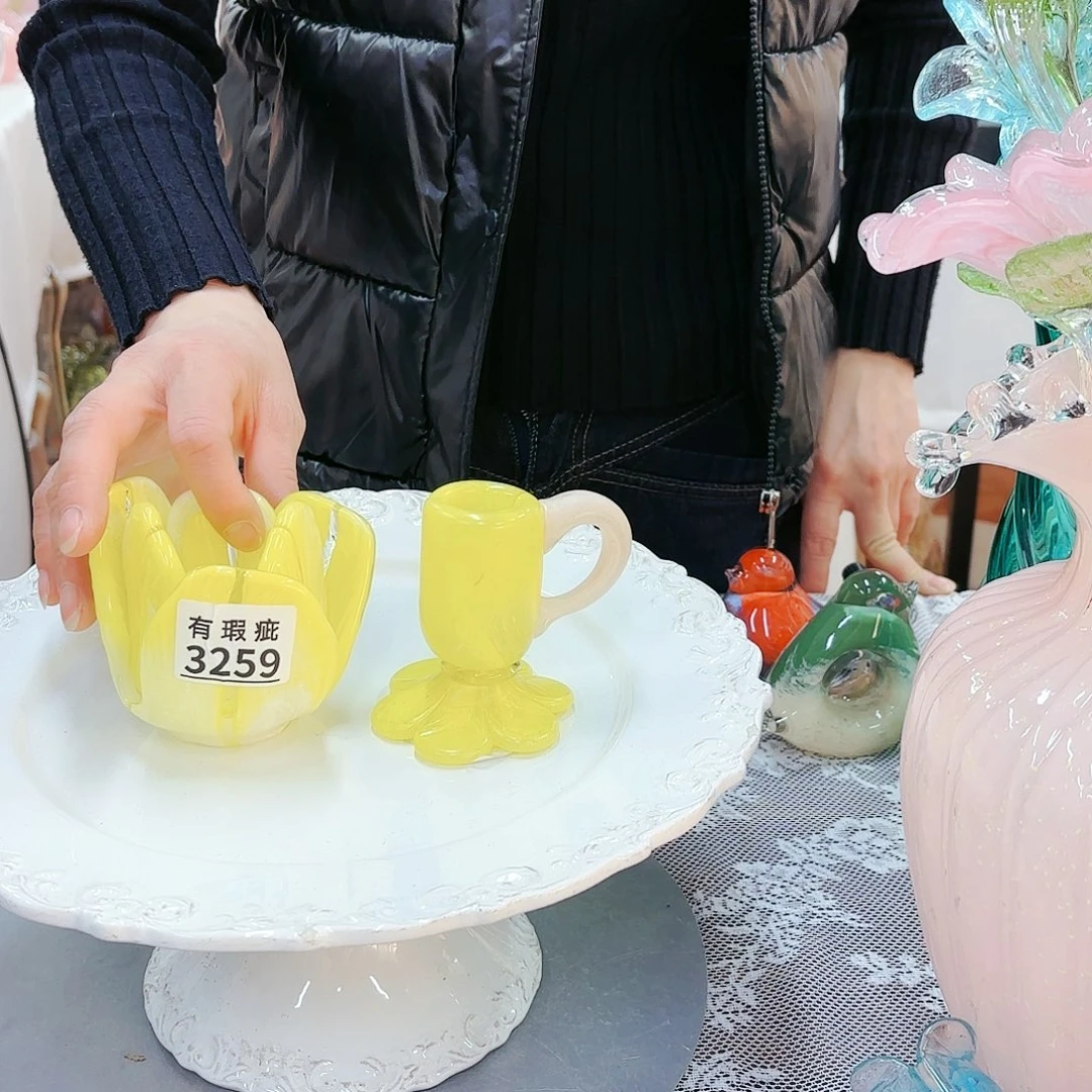 瑕疵福利不退不换琉璃花瓶艺术品