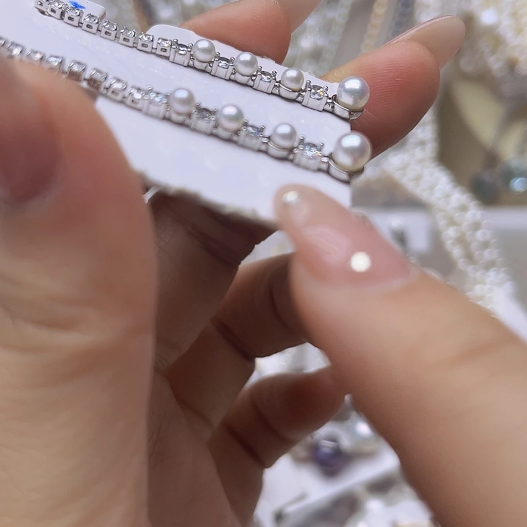 淡水珍珠银S925镶嵌吊坠或者耳钉