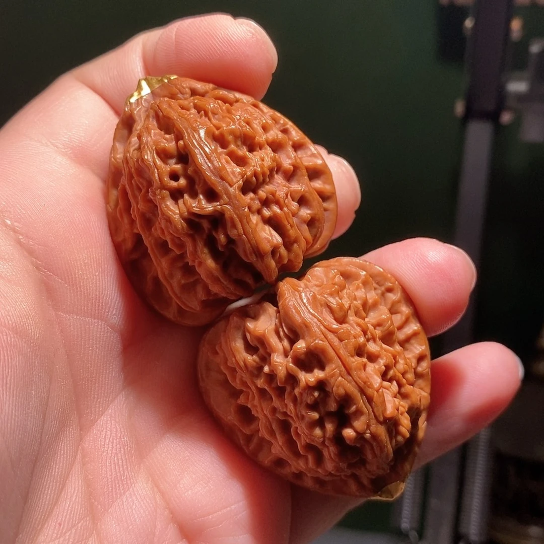 把件文玩核桃40三角白