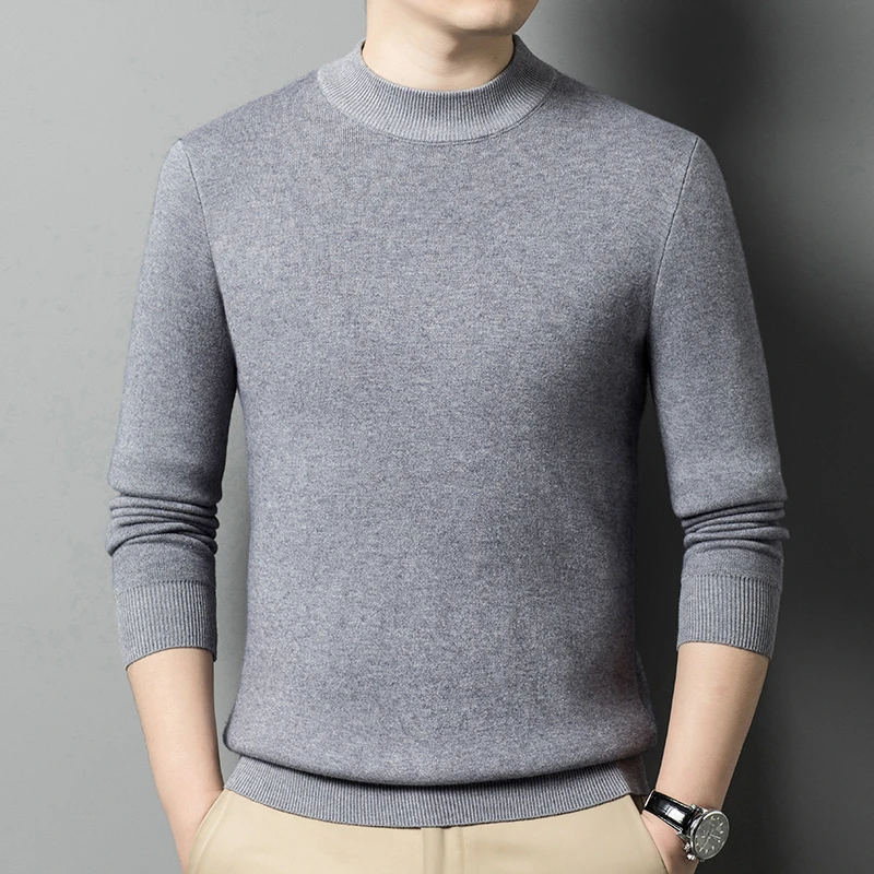 纯色男修身型针织厚款毛衣针织衫加厚保暖