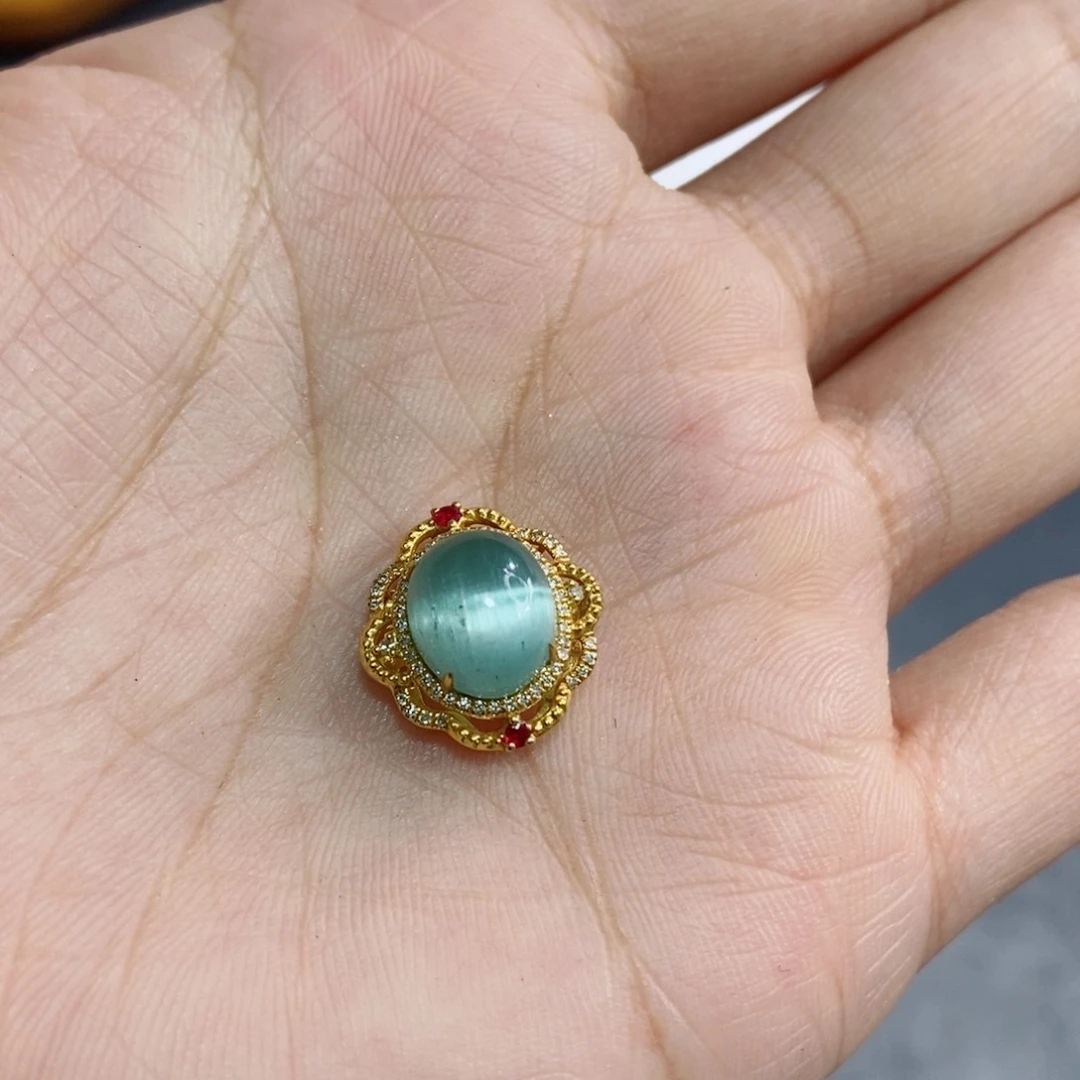 吊坠(不含链)18K金镶嵌碧玺d