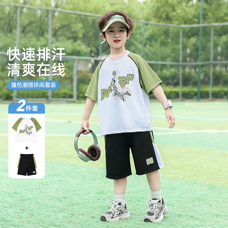 大黄蜂男童套装夏装夏天男孩舒适短袖短裤两件套装新款中大儿童