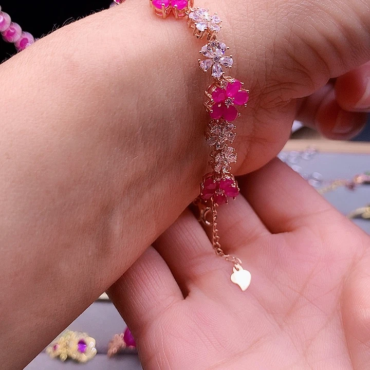 手链银S925镶嵌红宝石