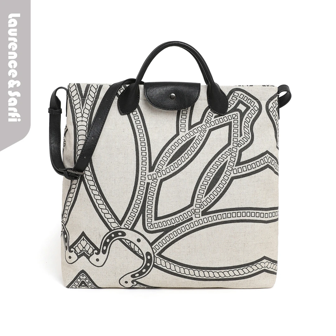 Laurence&Sarfi路易赛菲休闲 小众设计印花托特包单肩斜跨包