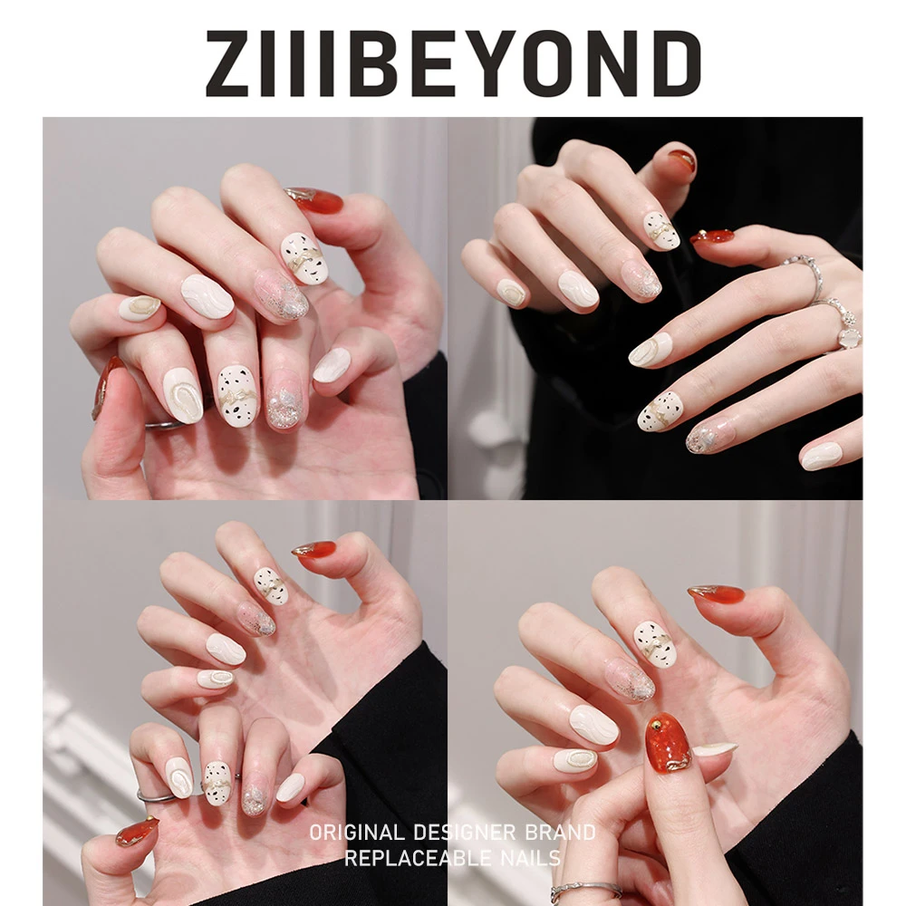 再变【糖丸子】浅色系温柔显白冬季原创手工高级感穿戴甲短圆ZB280