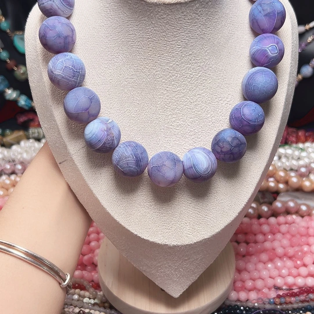 玛瑙/玉髓未镶嵌珠宝半成品k517 20m 紫气东来磨砂玛瑙 拍二发一