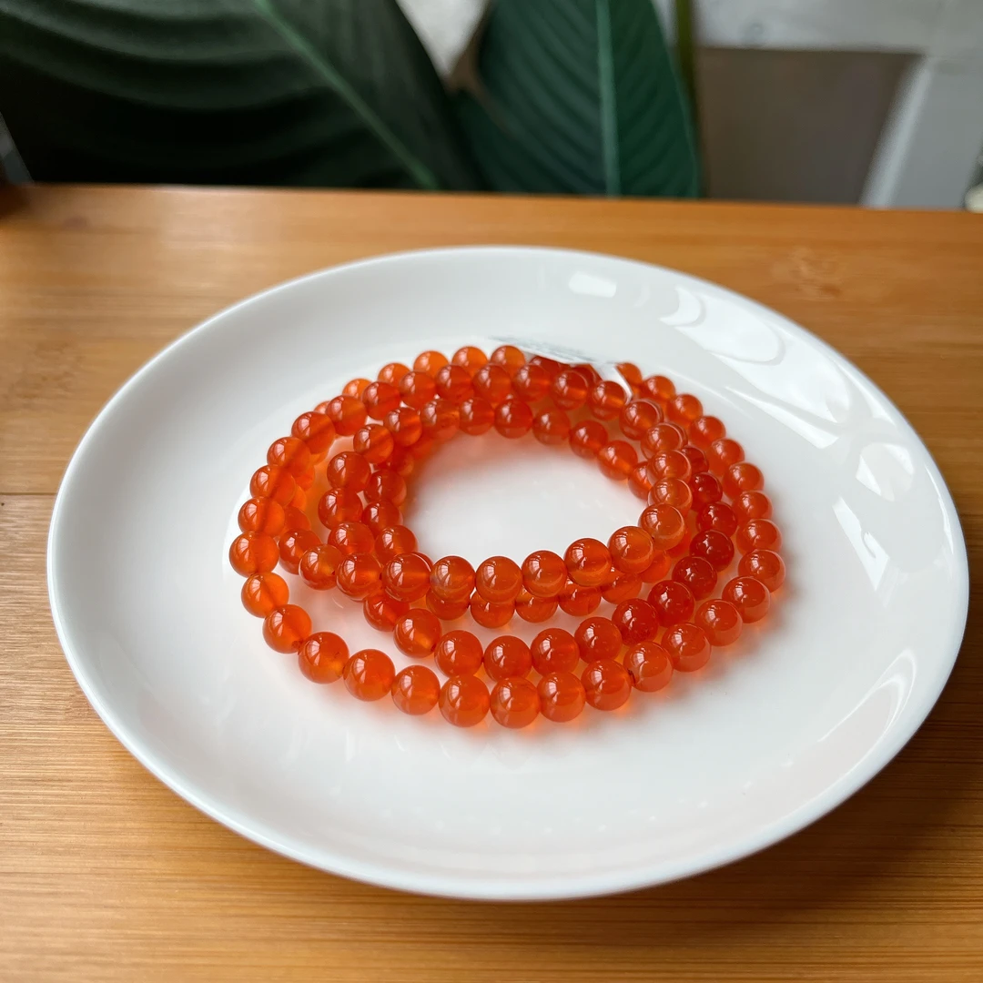 【郭老师】约6.5-7mm保山冰红南红多圈项链