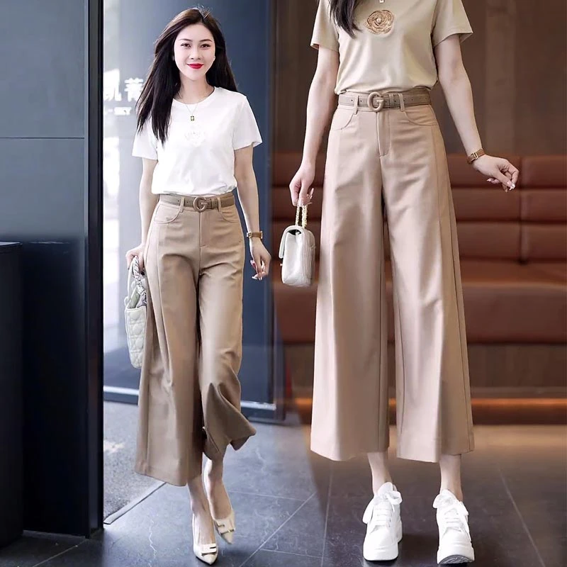 阔腿裤百搭女士夏季2025年新款休闲裤九分裤宽松高腰小众裤子直筒