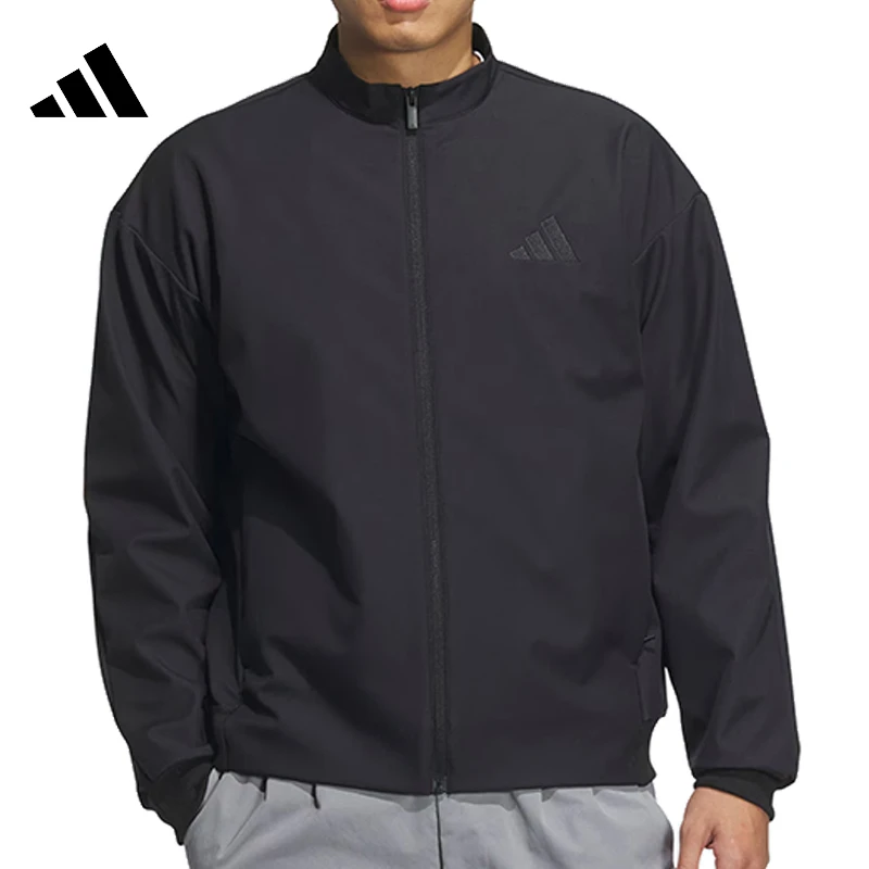 adidas/阿迪达斯时尚立领简约高级黑色运动休闲夹克外套JY6951