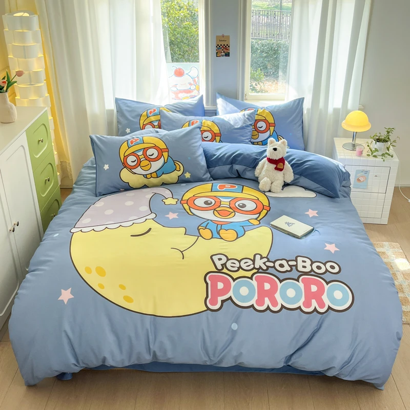 啵乐乐纯棉儿童四件套可爱全棉三件套被套卡通单人床单宿舍床上用