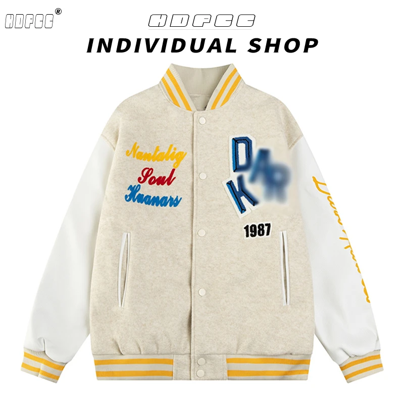 2025春季新款小众宽松百搭棒球服外套国潮复古字母撞色长袖夹克女