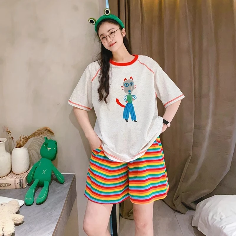 睡衣女夏莫代尔短袖短裤可爱卡通休闲可外穿甜美风2025新款家居服