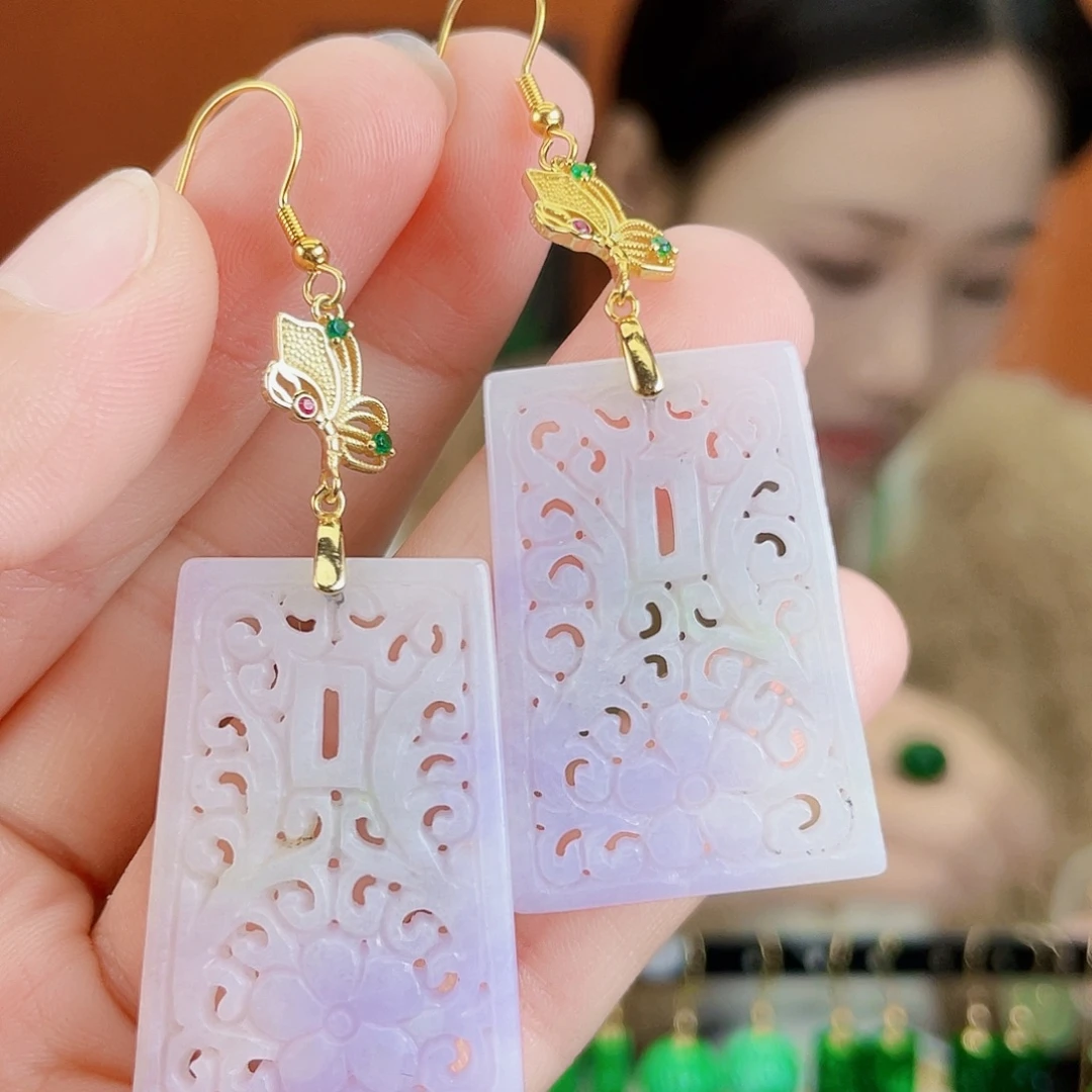 翡翠银S925镶嵌耳饰