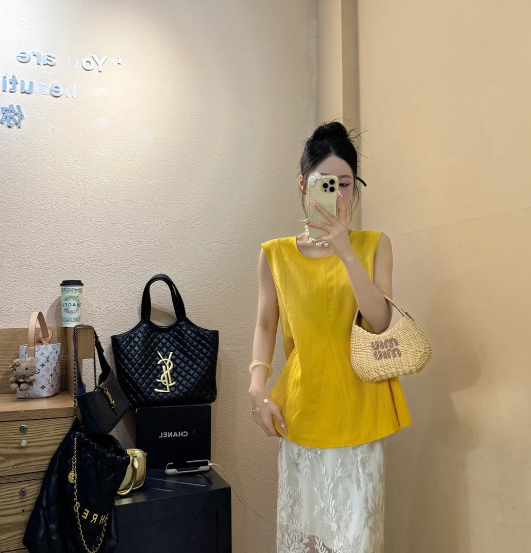 韩版chic高级感洋气夏季新款无袖衬衫显瘦百搭气质轻奢复古小众