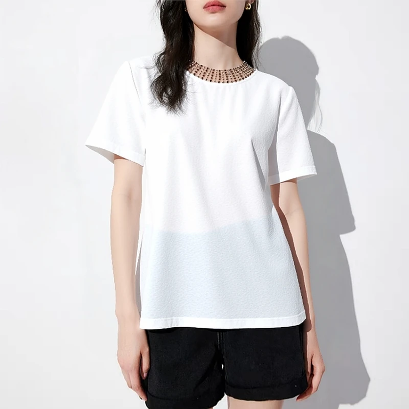 DP090【晴姐】圆领刺绣潮流毛巾绣女T恤短袖时尚透气户外
