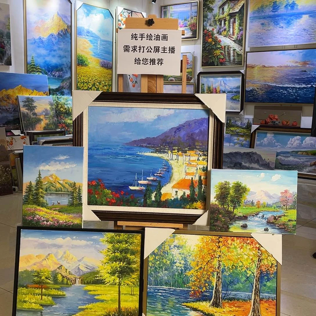 横款纯手绘油画，带框65*75cm