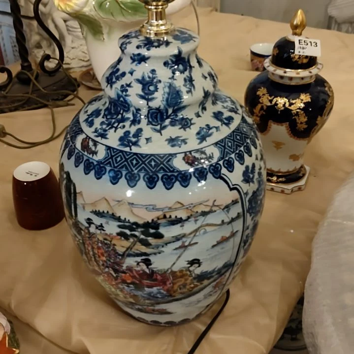 陶瓷老货库存青花瓷台灯