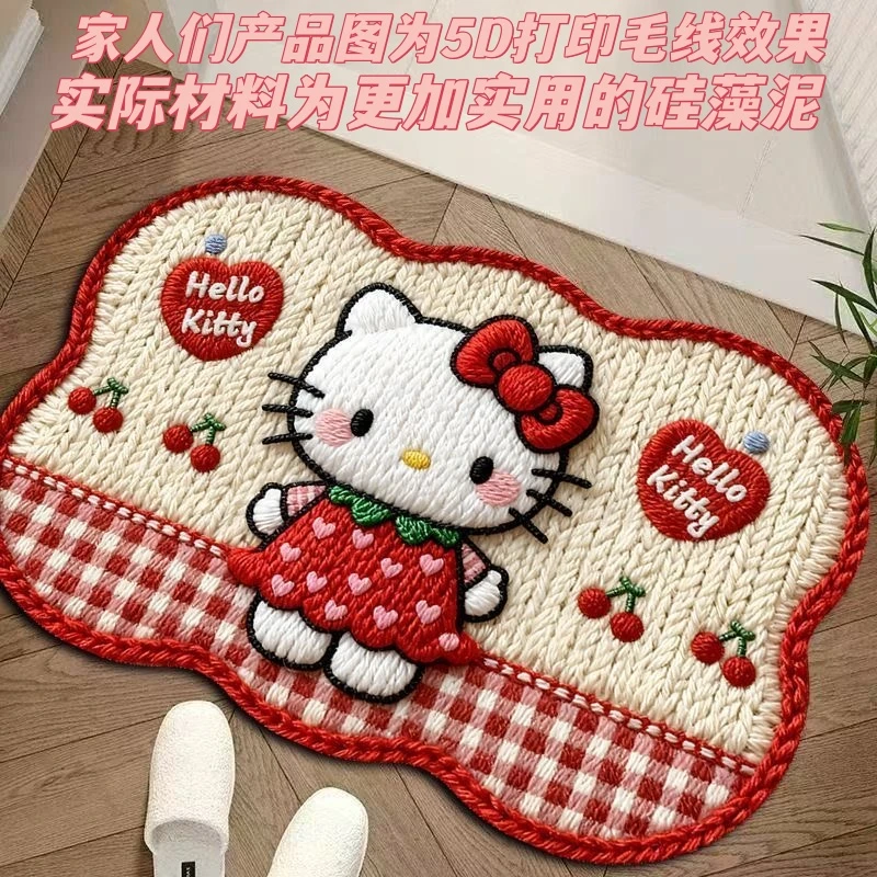 新人福利5D卡通毛线风硅藻泥浴室吸水地垫脚垫卫生间玄关防滑地垫