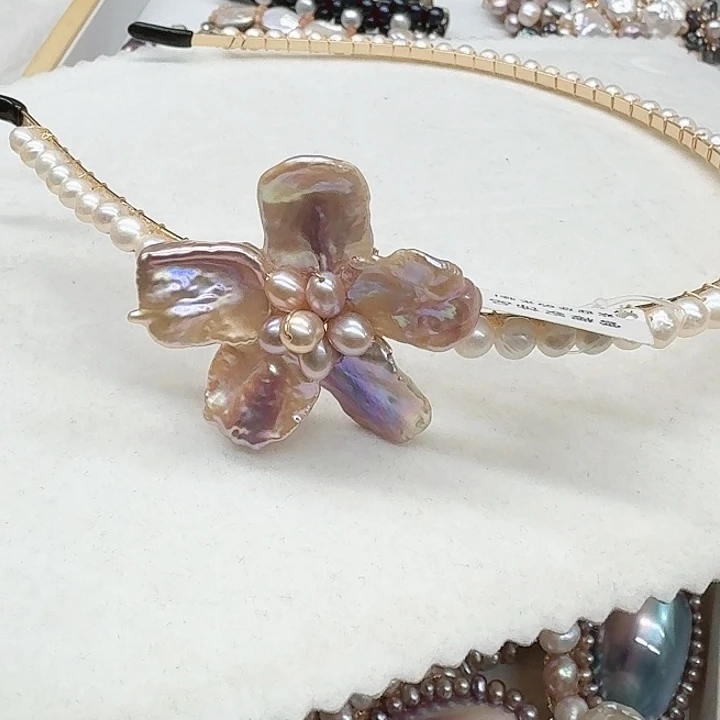 淡水珍珠发饰银S925镶嵌I****苏