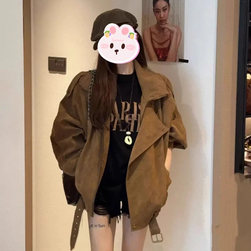 设计感美式复古高级感夹克外套女秋季新款宽松气质显瘦机车服上衣