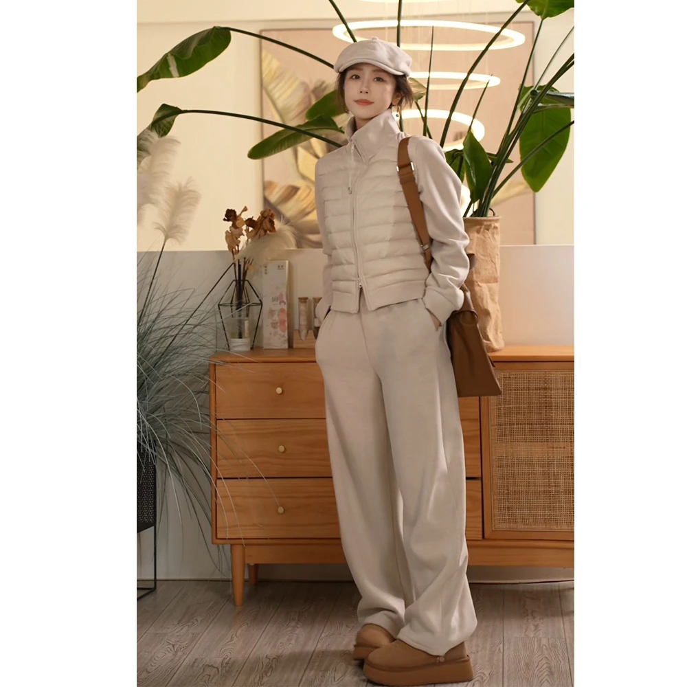 Y【叭哒不惑】雪团子 白鸭绒休闲保暖上衣裤子套装女百搭羽绒服