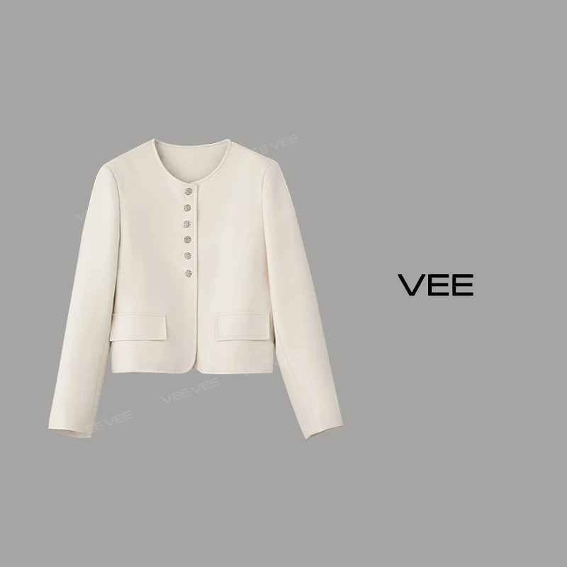 VEE【高智女主】新款PU短款皮衣通勤优雅时尚百搭外套女士