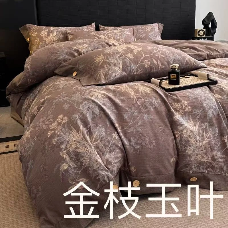 【高货清仓】超柔色织亲肤原麻四件套-金枝玉叶