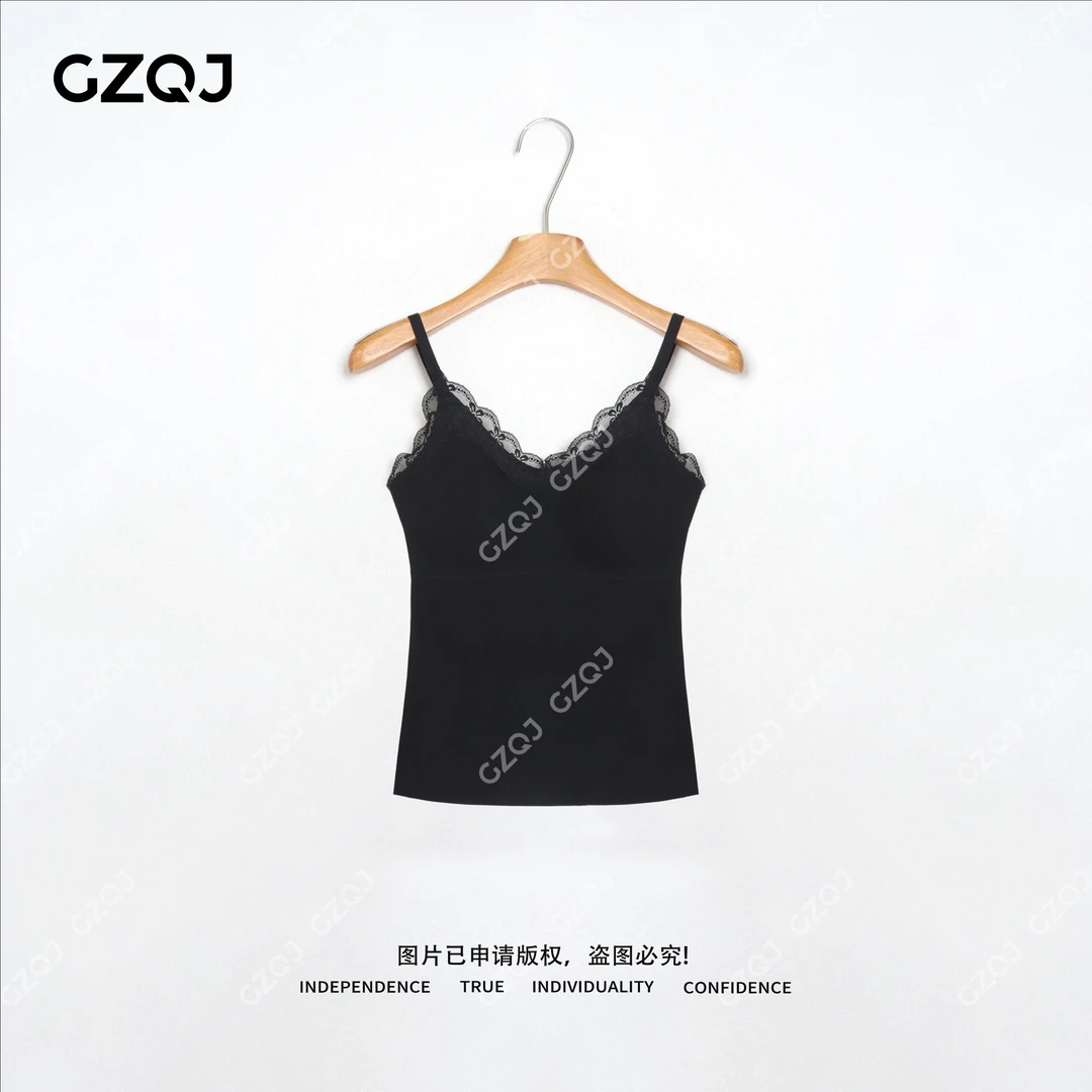 广州琴姐 蕾丝拼接厚款高承托力免穿文胸美背吊带背心打底女士143