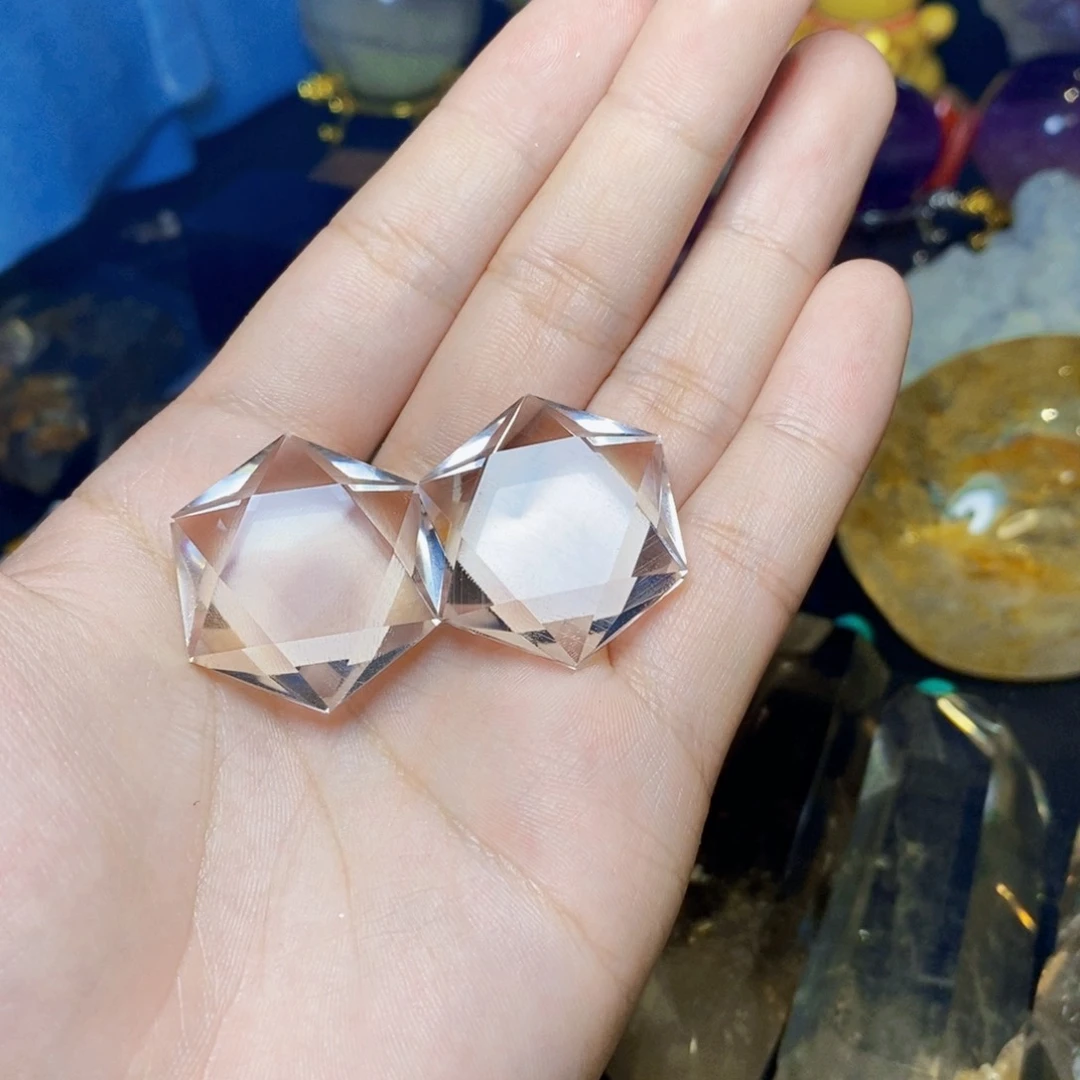 天然白水晶六芒星未镶嵌水晶粗**跑