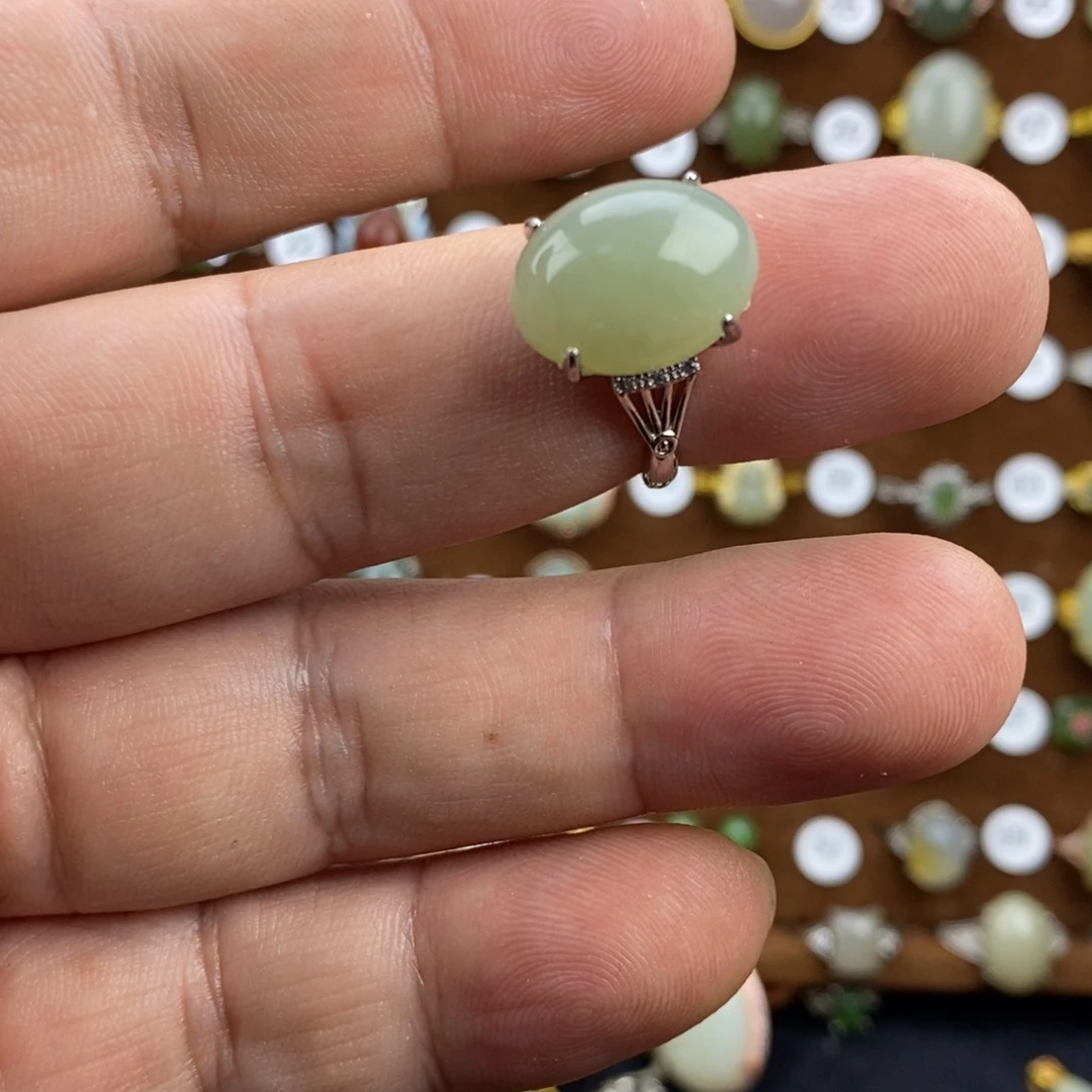 和田玉（青玉）合金戒指