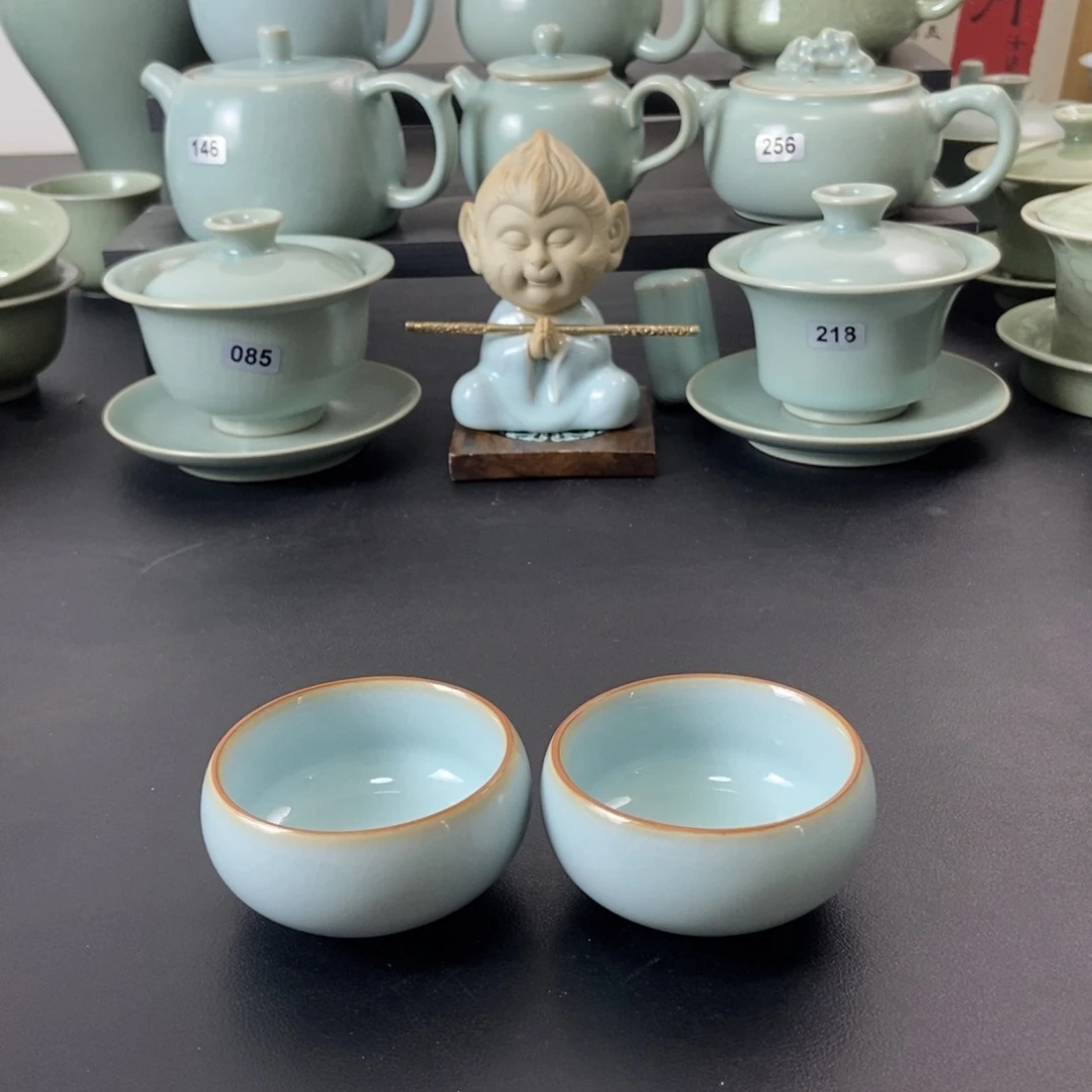 一级品天青釉禅定杯2只