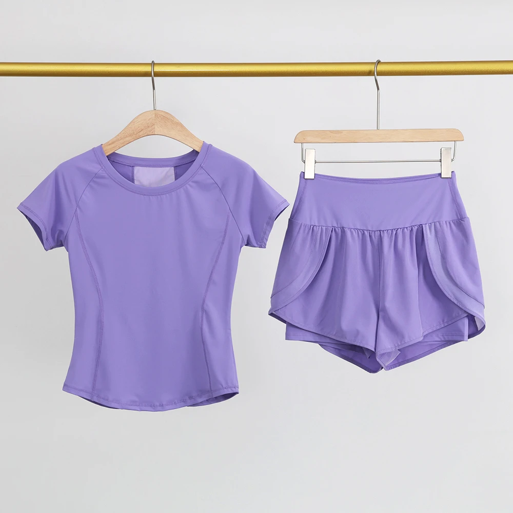 夏季速干跑步运动套装女宽松晨跑健身训练服高级感专业短袖瑜伽服