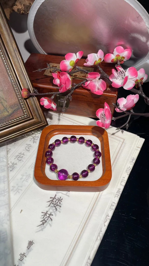 【玖紫】天然紫水晶时尚大气手串手链（原创设计）——SC340