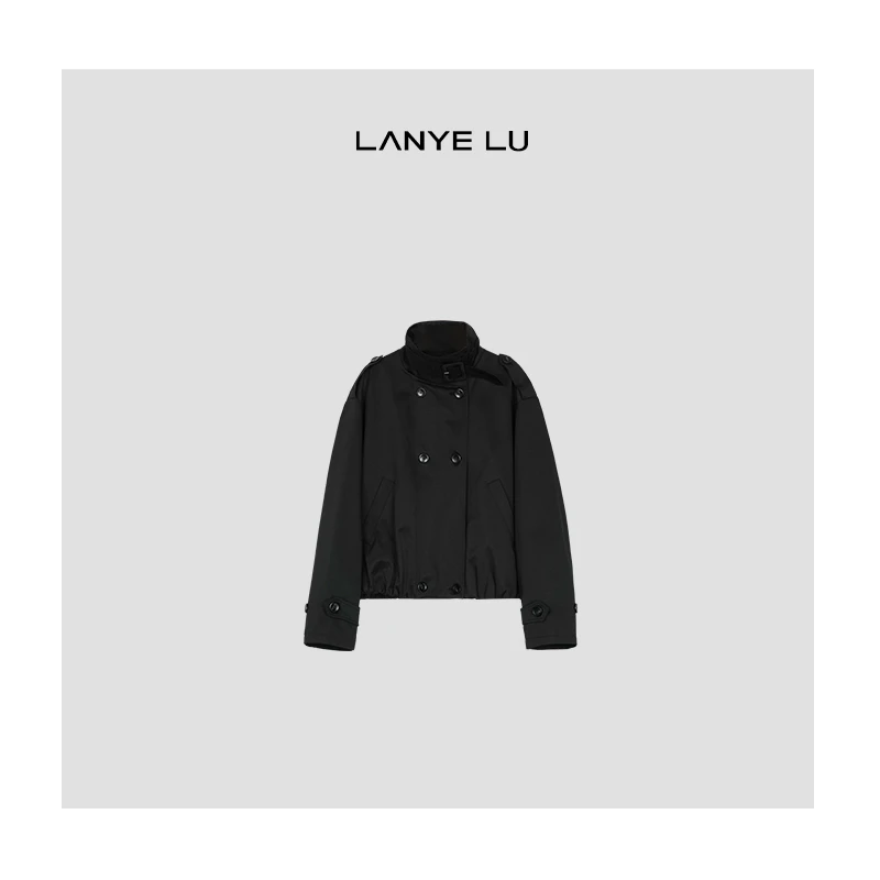 【LANYE LU】 春冬款上新 极简港风设计师防风圆领风衣短款外套