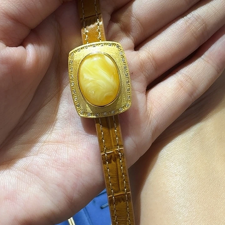 风****蜜蜡银S925镶嵌手链手环