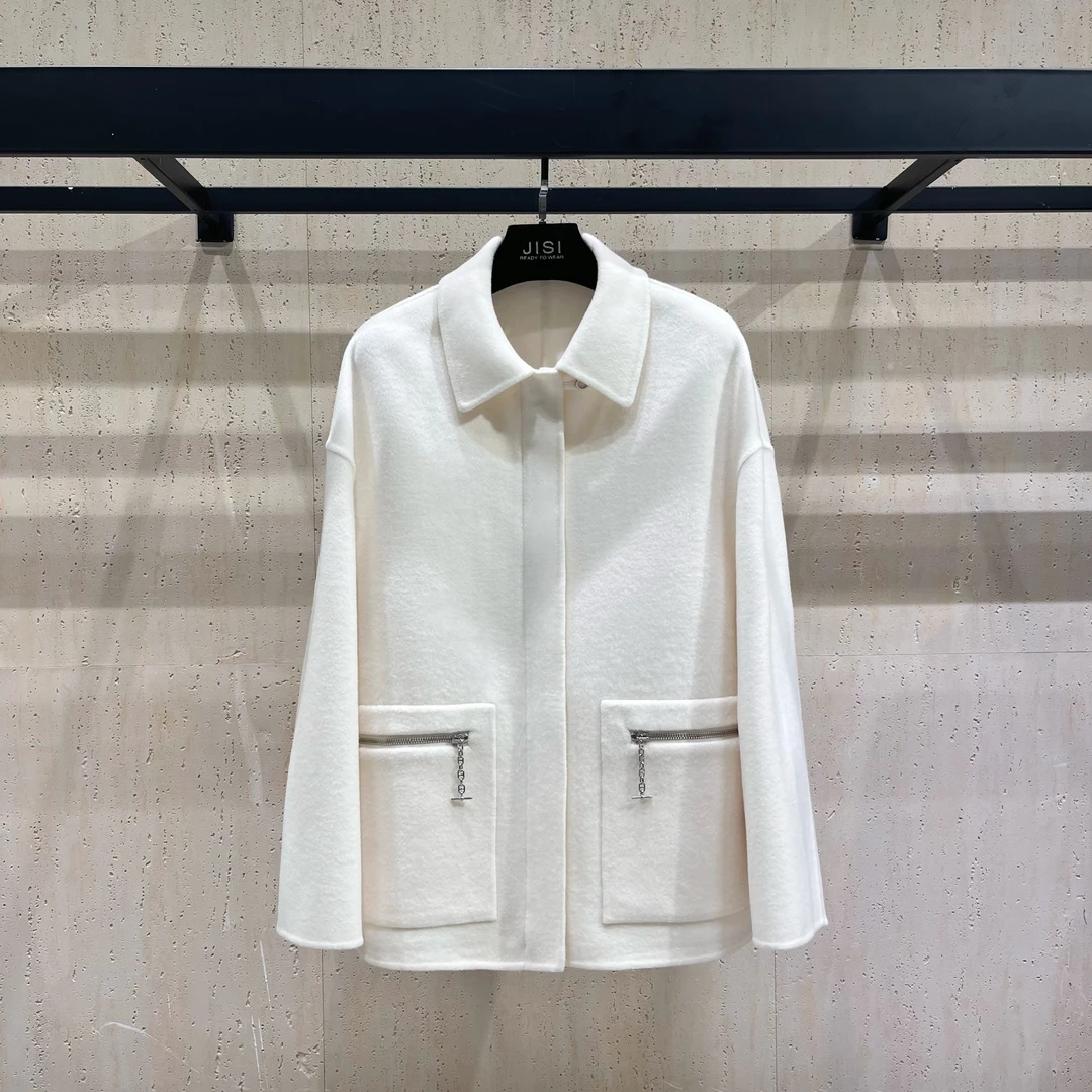 JISI H+翻领中长款全件手缝大衣-W24364（带腰带）